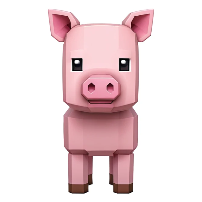 Minecraft pig, full body, pink blocky animal with square head sticker