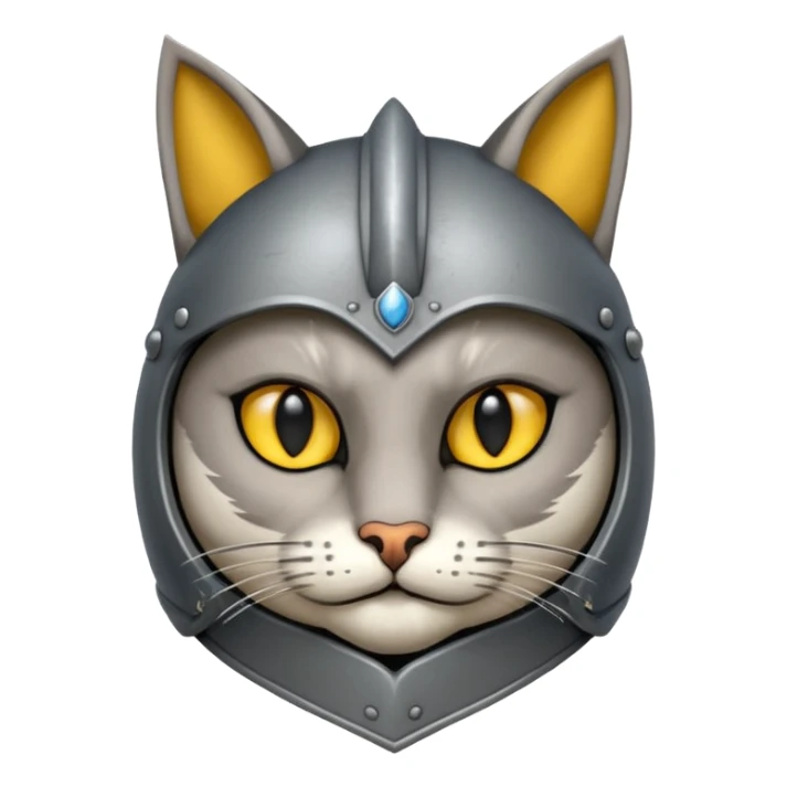 Crea un gato atigrado plomo con armadura y casco medieval  sticker