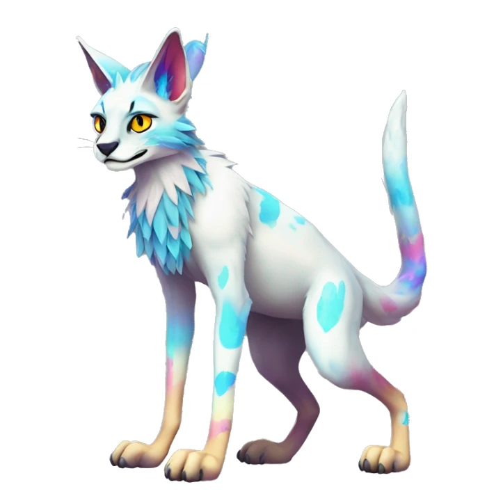 Epic Edgy Colorful ethereal eldritch Sergal-Serval-Fionbri full body sticker