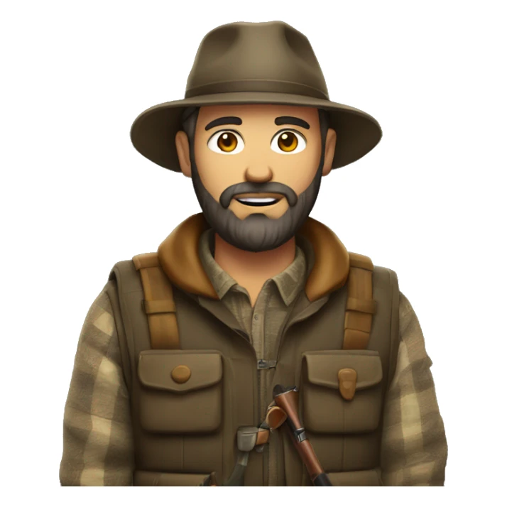 Man with beard with hunting clothes  sticker