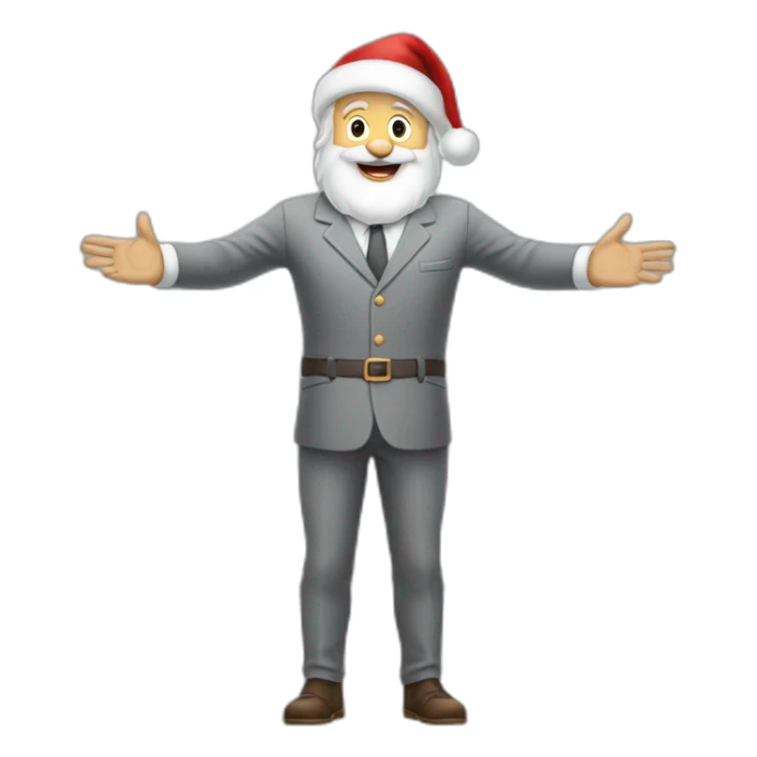 Full height Actively gesturing with hands pale skin Santa Claus in gray suit sticker