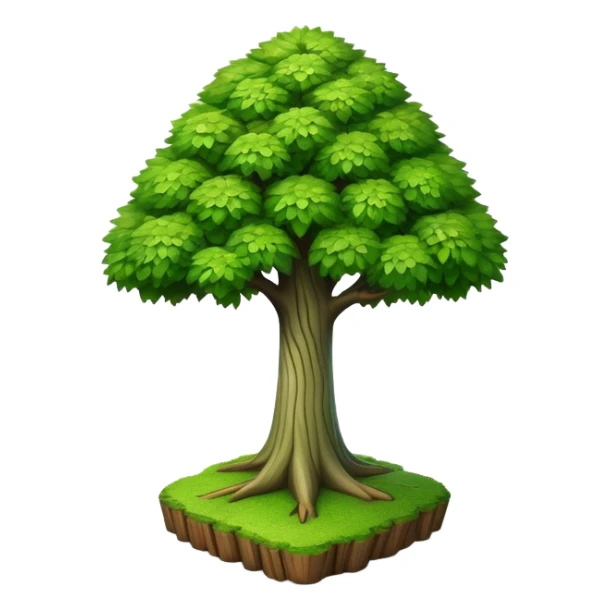 generate realistic detailed tree in 3d style green color sticker