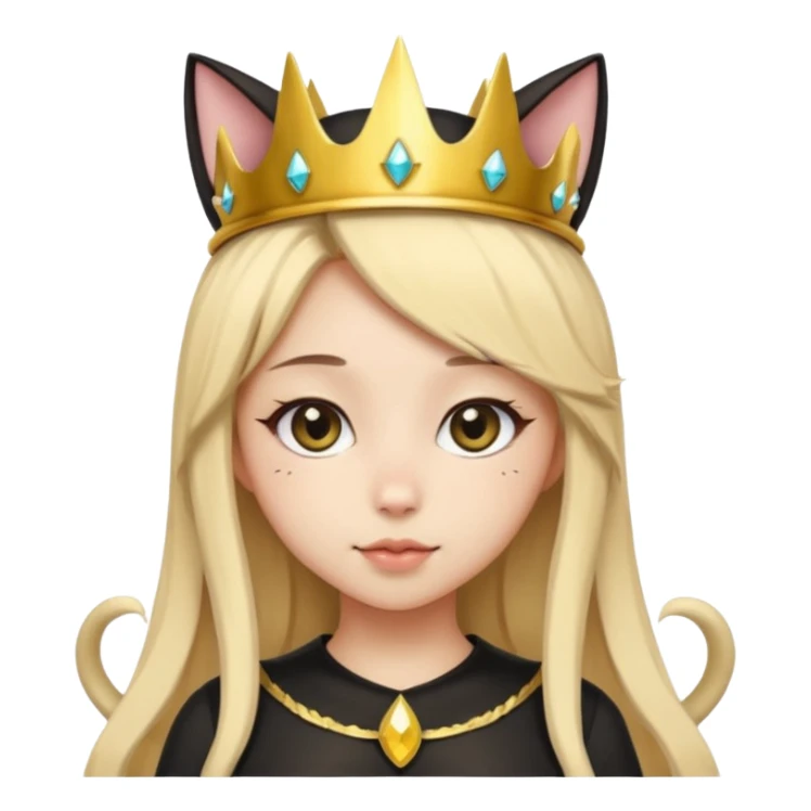 queen black cat kawaii girl sticker