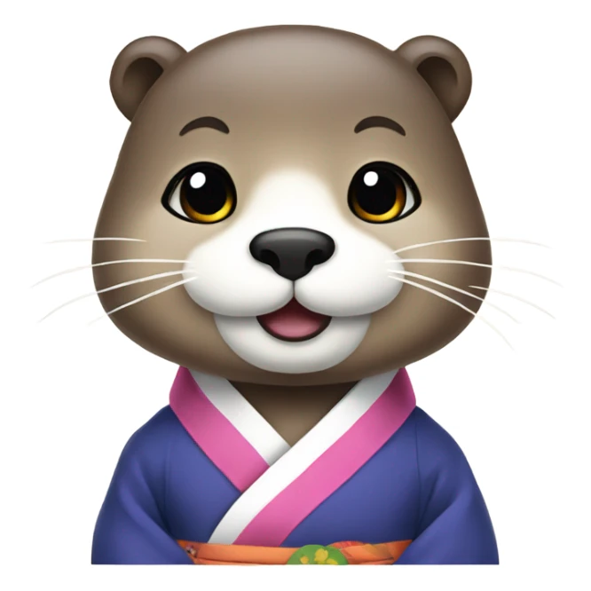 a otter face wearing traditional korean hanbok sticker