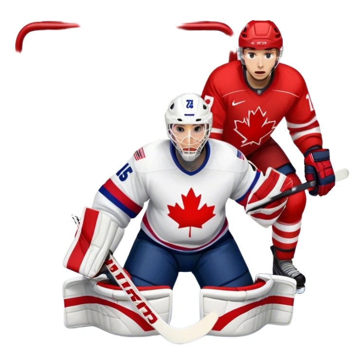 USA hockey scoring on Canada goalie  sticker