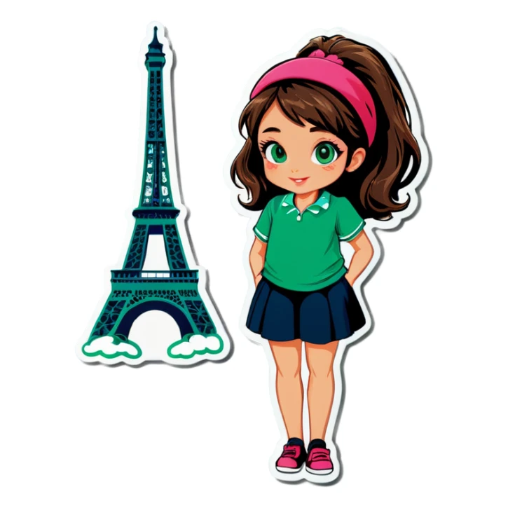 Girl with a shirt paris green sticker
