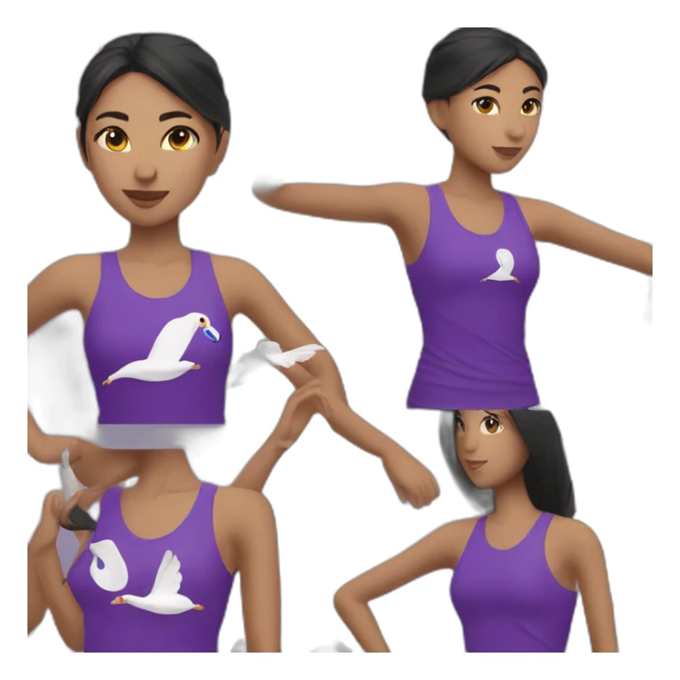Girl Runner in purple top with swan logo sticker