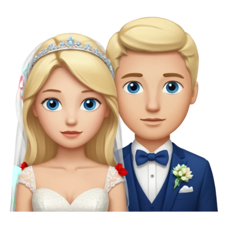 Blonde wife and blonde husband getting married Both Blue eyes sticker