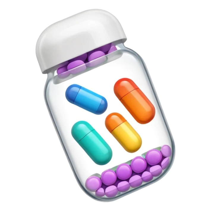 pills, 3d cartoon style, memoji style. sticker