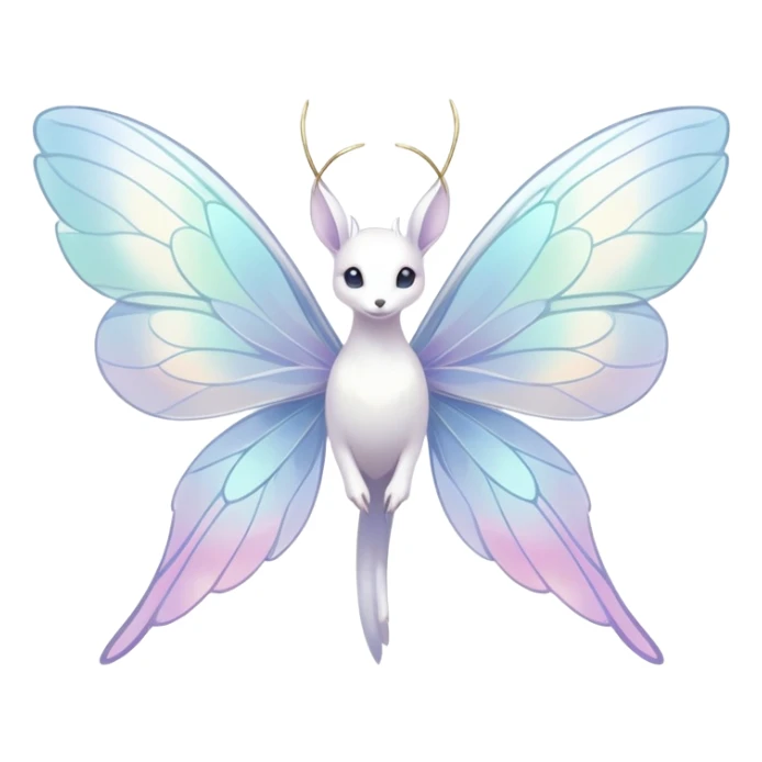  Iridescent white pale wings-ears, fairy-like-fakemon-creature  sticker