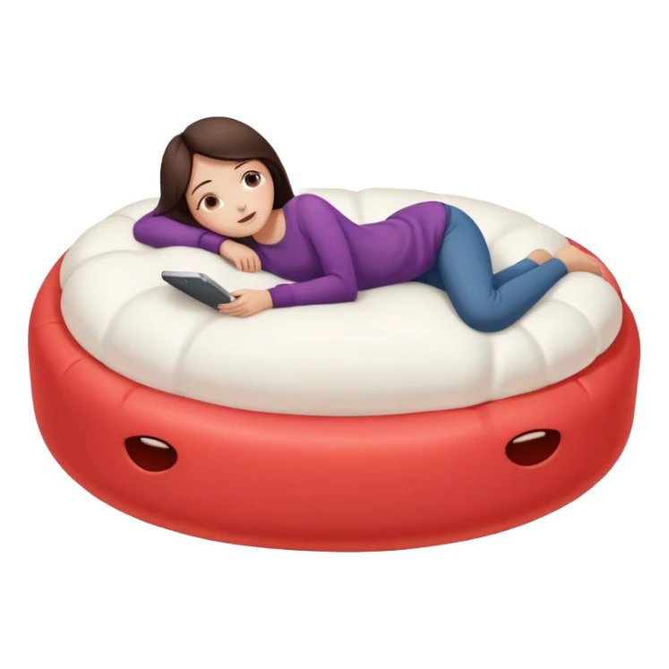 brunette girl resting on a giant marshmallow bed sticker