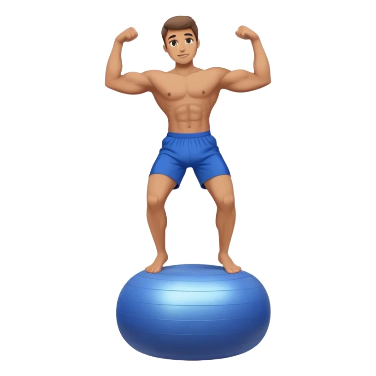 fit man with blue shorts stability-ball balance sticker