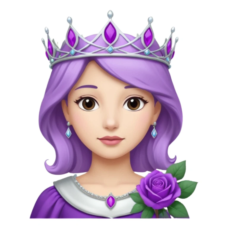 Purple rose with silver tiara and a purple emblem leaf wreath sticker