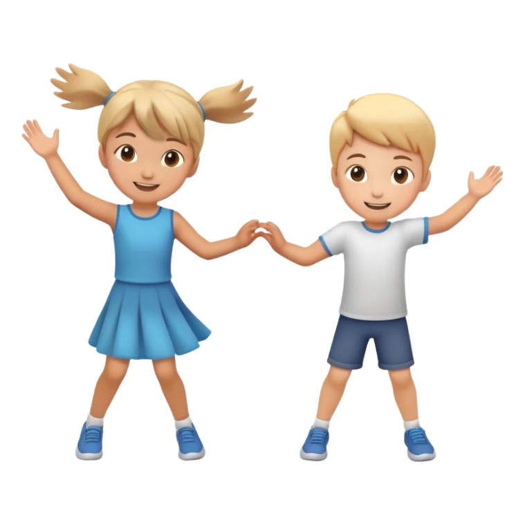 two children spinning each other by the hands, motion blur, happy and energetic sticker