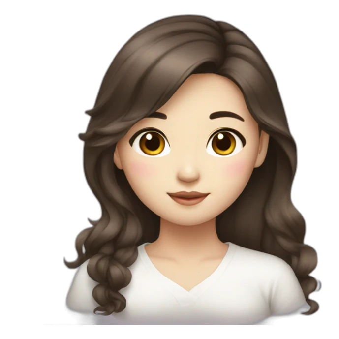 Korean girl brunette hair sticker