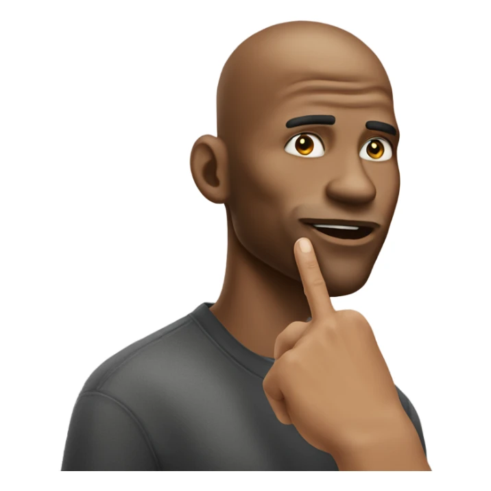 Runs his finger along the jaw line sticker