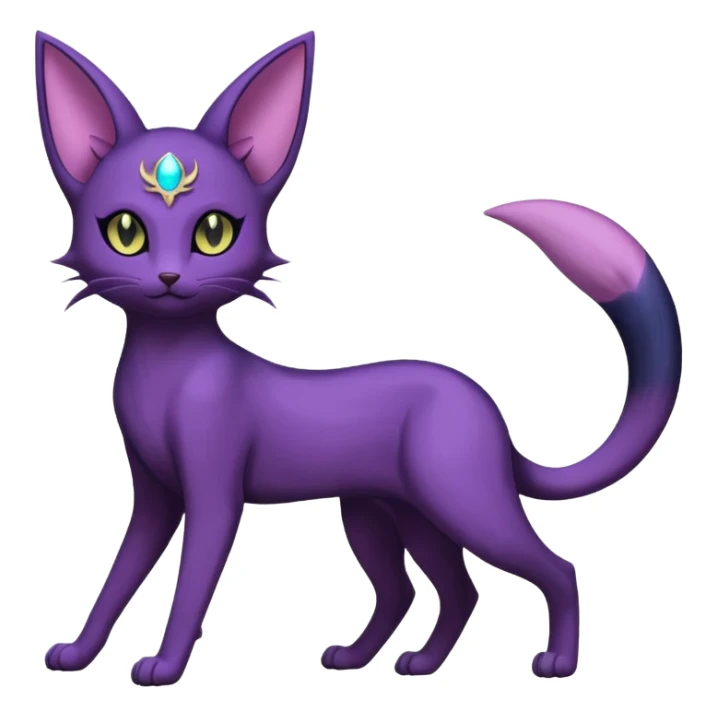 Magical Lunar Celestial Moon-powered Espeon-Umbreon-Purrloin-Delcatty-cat-fusion (full body) sticker