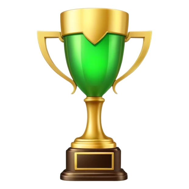 cinematic realistic green trophy on the gold stand sticker