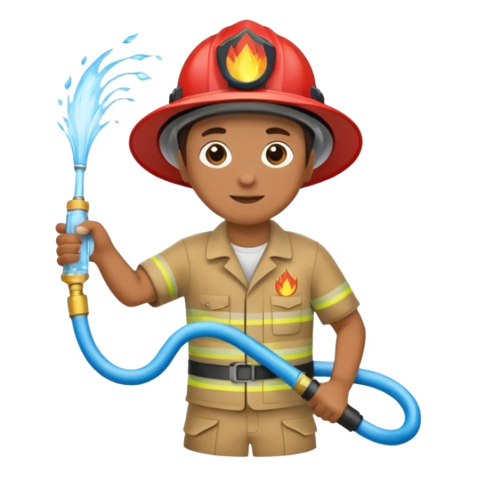 A hand holding a water hose and extinguishing the fire, no man sticker