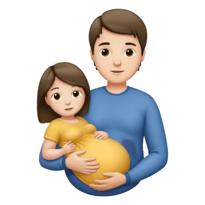 a pregnant man with middle parted hair sticker