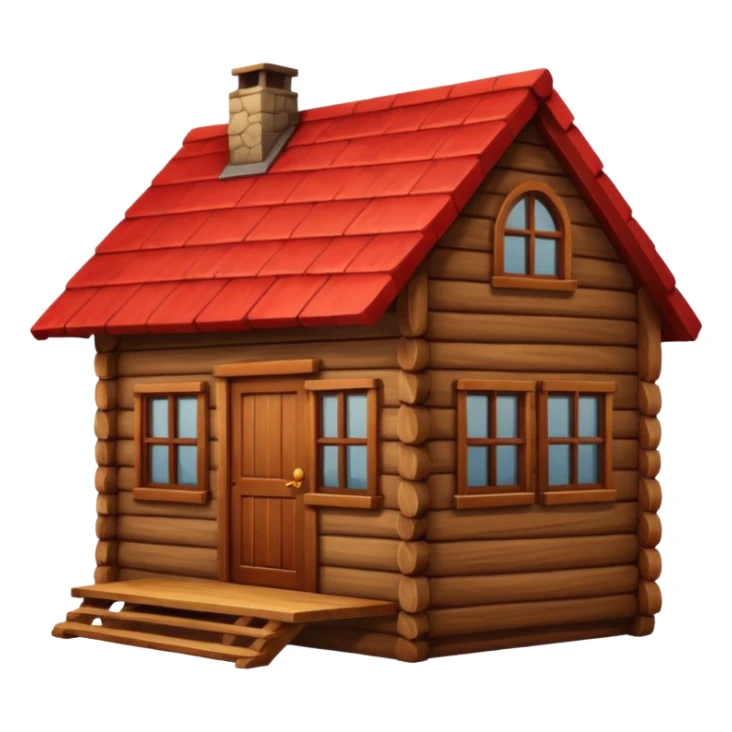 wooden cabin, apple emoji style sticker