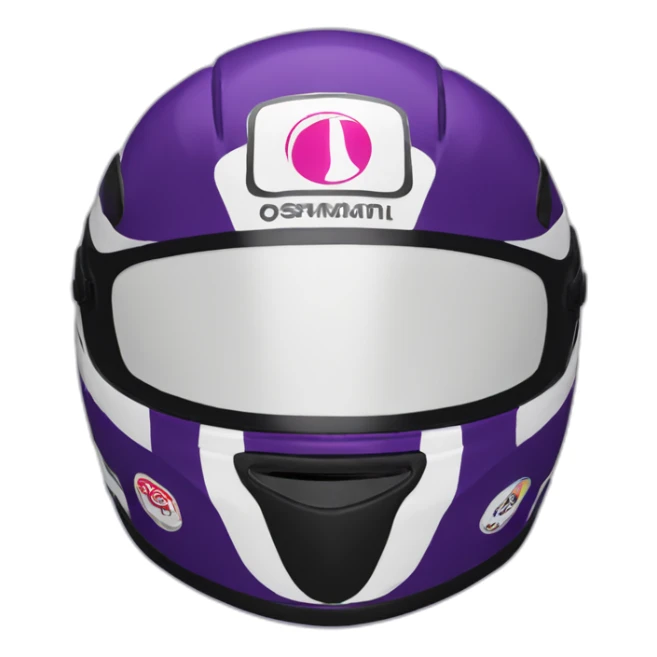 racing helmet with dark purple color and stickers sticker