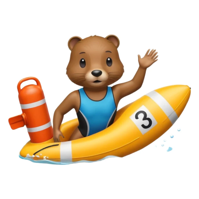 A focused beaver swimmer wearing a racing suit, diving past a floating buoy.


 sticker