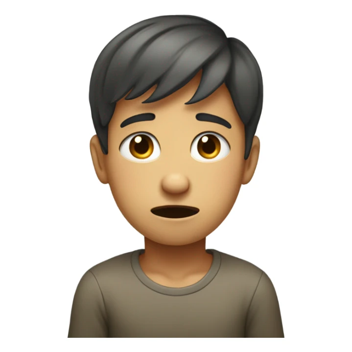 a headache hands on the  top of the head a pain expresion a boy sticker