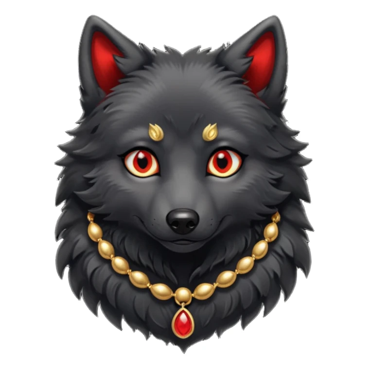 cute black wolf, red eyes with jewellery sticker
