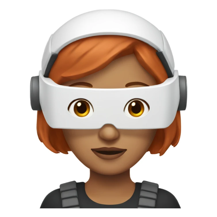 Redhead woman wearing white VR headgear  sticker