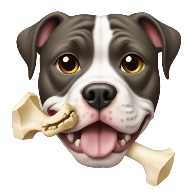 Pitbull dog with a bone in mouth sticker