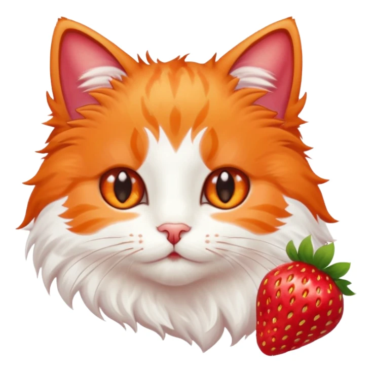 I want a cute cat with strawberries sticker