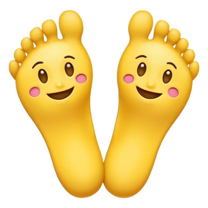 Create a yellow smiling emoji but replace the eyes with feet sticker