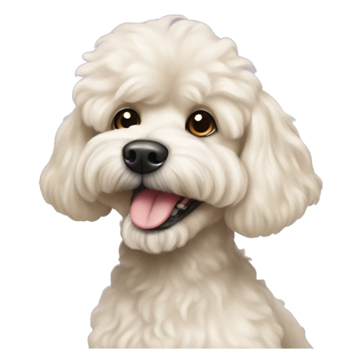 cream colored maltese x poodle dog sticker