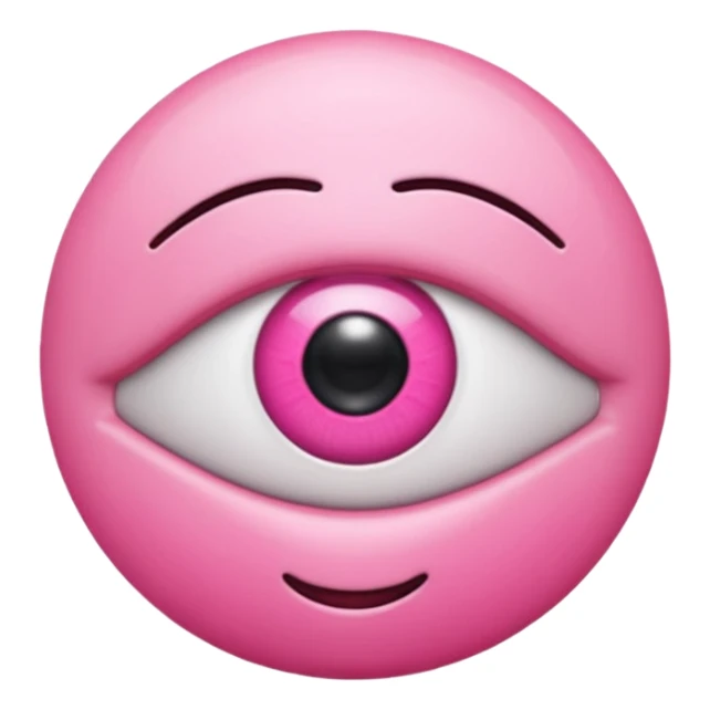 genera un emoji 3d en formato ios de un ojo con eyeliner rosa sticker