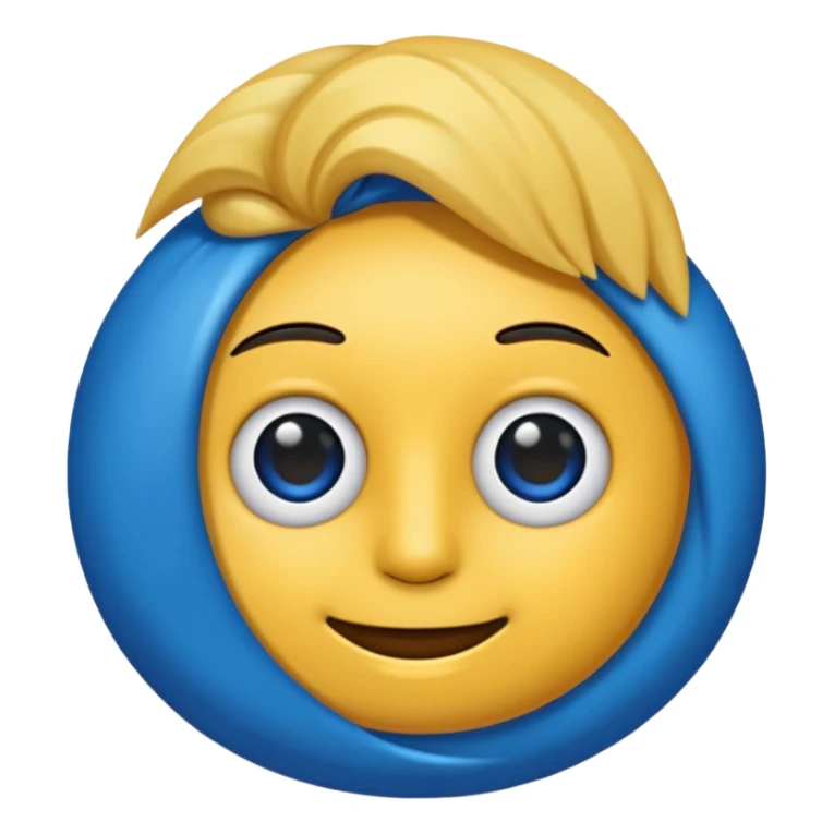 Emoji simples redondo azul com um sinal de certo no meio preto sticker