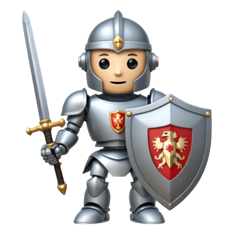 Knight Robot with a shield and sword and a crest in the chest  sticker