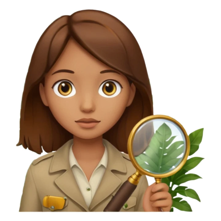a girl with jungle and magnifying glass sticker