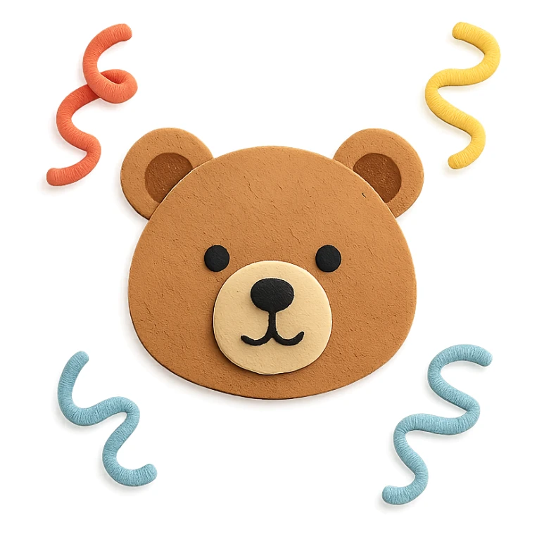 bear with swirly streamers around in paper-craft style sticker