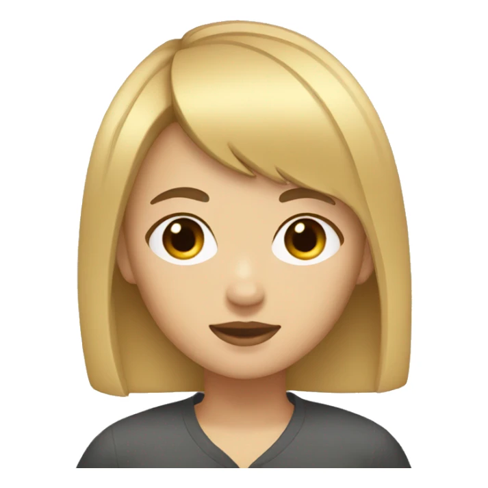 Girl with blond short hair bangs and Asian eyes sticker