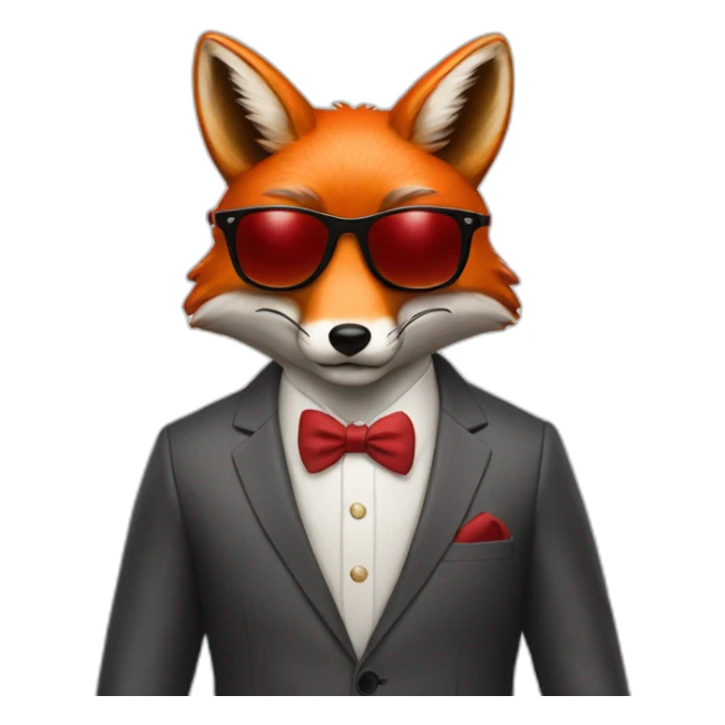 A fox in a red four piece suit in sunglasses sticker