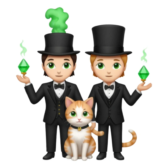 magician couple and their pet cat sticker
