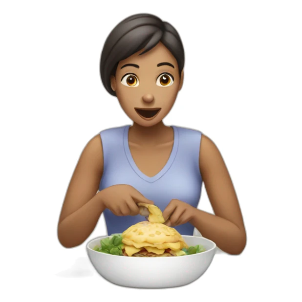 Woman eating an eggopant sticker