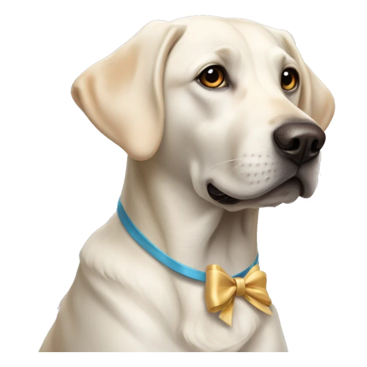 Full-length white Labrador with a bow on the head  sticker