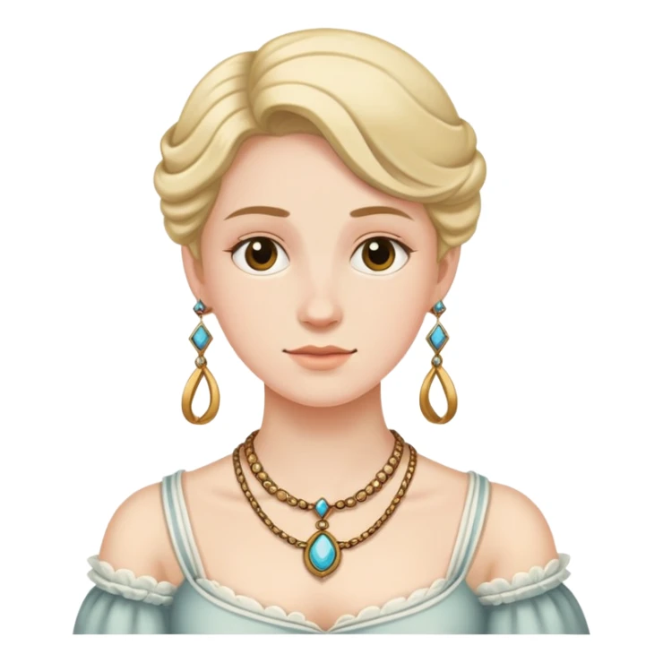 A person from the 1800’s making a necklace sticker