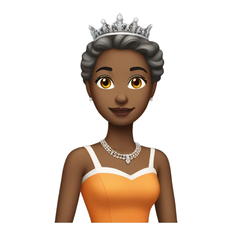 queen orange dress, white skin tone sticker