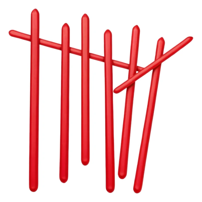 Beijing Sweetened Hawthorn Strips sugar glazed red sticks, simplified emoji style with bold outlines and bright colors, cartoon style traditional Bing Tang Hu Lu Si sticker