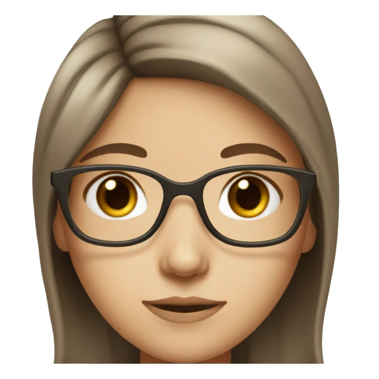 Girl white skin brown hair brown eyes with glasses sticker