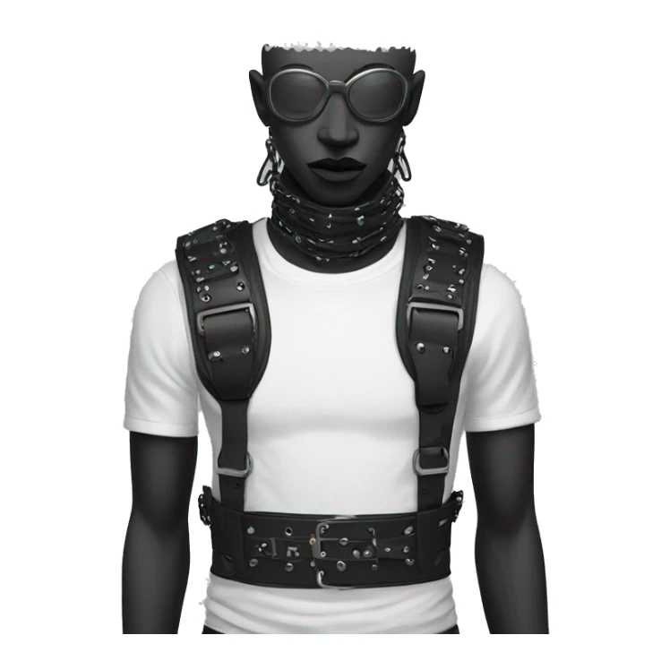 Black punk fashion chest harness sticker
