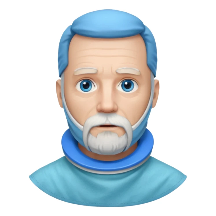 Older man with a full beard, a medical neck brace, and blue eyes. sticker